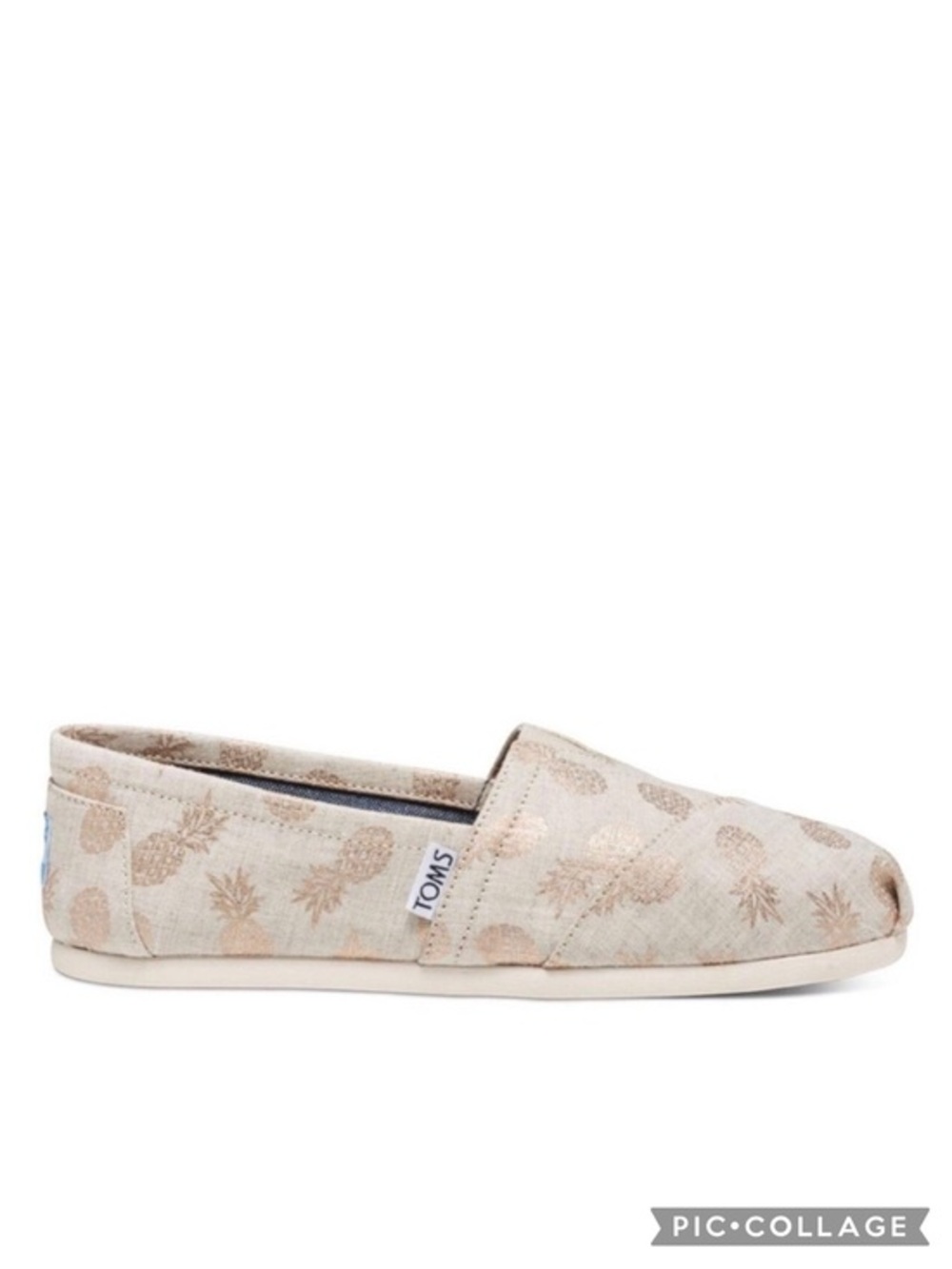 Toms Alpargata Pineapple Beige Gold Canvas Espadrille Jute Flat Shoes 7.5